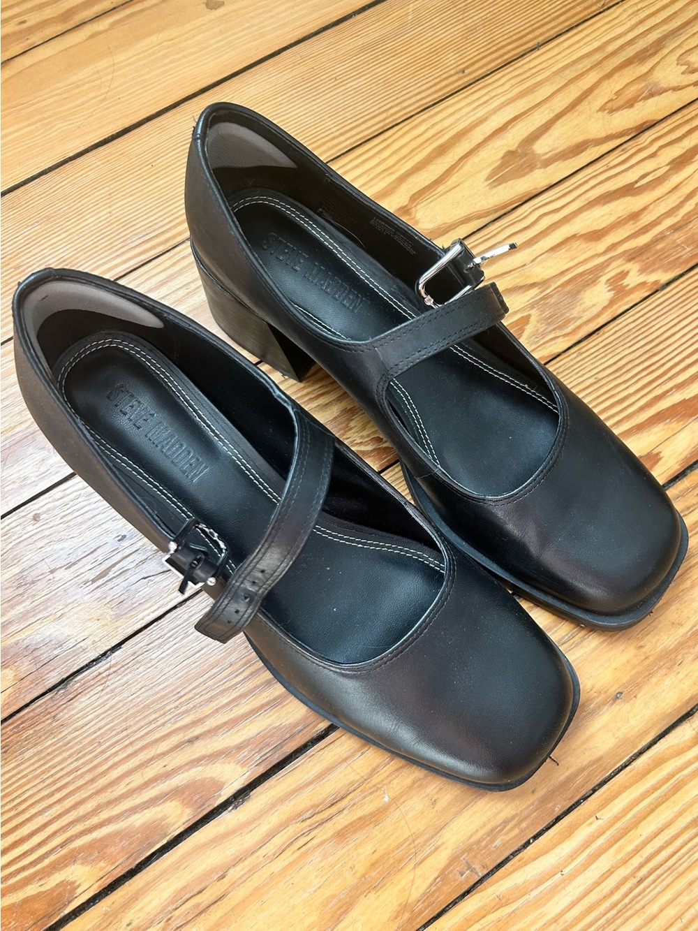 Steve Madden Lisbon Black Mary Jane Block Heel Pumps | Size 11